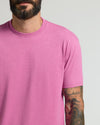 Bearded man in Heather Magenta Classic Crew Neck T-shirt.