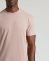 Light Heather Slate Mauve Classic Crew Neck T-shirt on model's upper body.