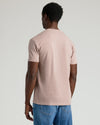 Back view of Light Heather Slate Mauve Classic Crew Neck on man.