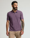 Man wearing Seasonal Classic Polo 6-Pack in plum, showcasing fit and style.