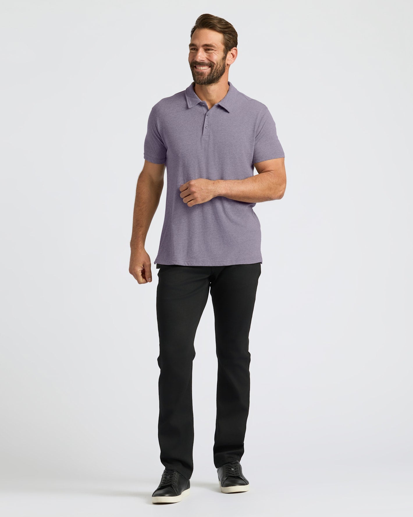 Dark Heather Amethyst Short Sleeve Polo