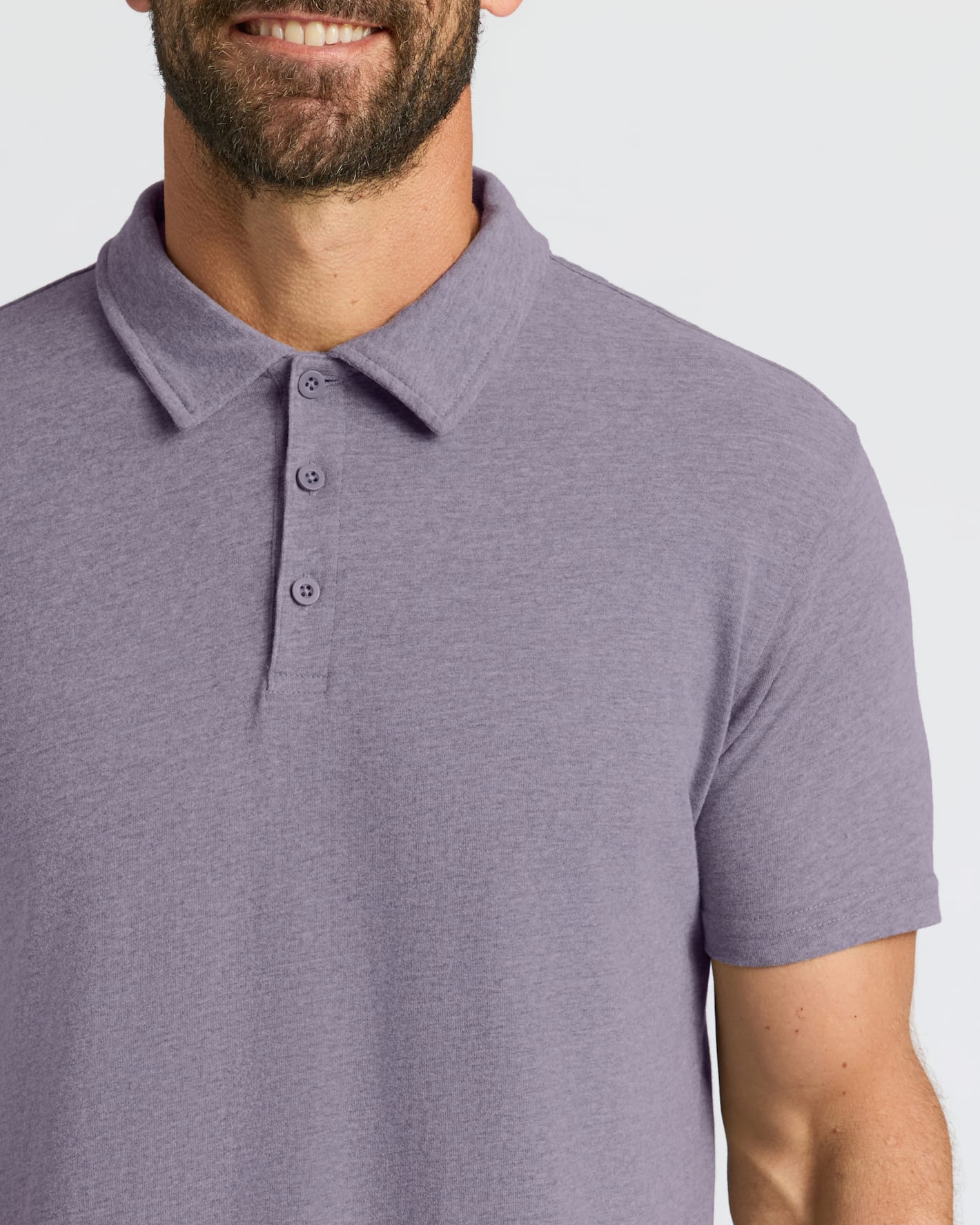 Dark Heather Amethyst Short Sleeve Polo