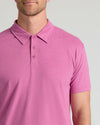 Heather Magenta Classic Polo with short sleeves and three-button placket.
