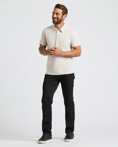 True ClassicMan wearing Seasonal Classic Polo 3-Pack in light beige with black pants.