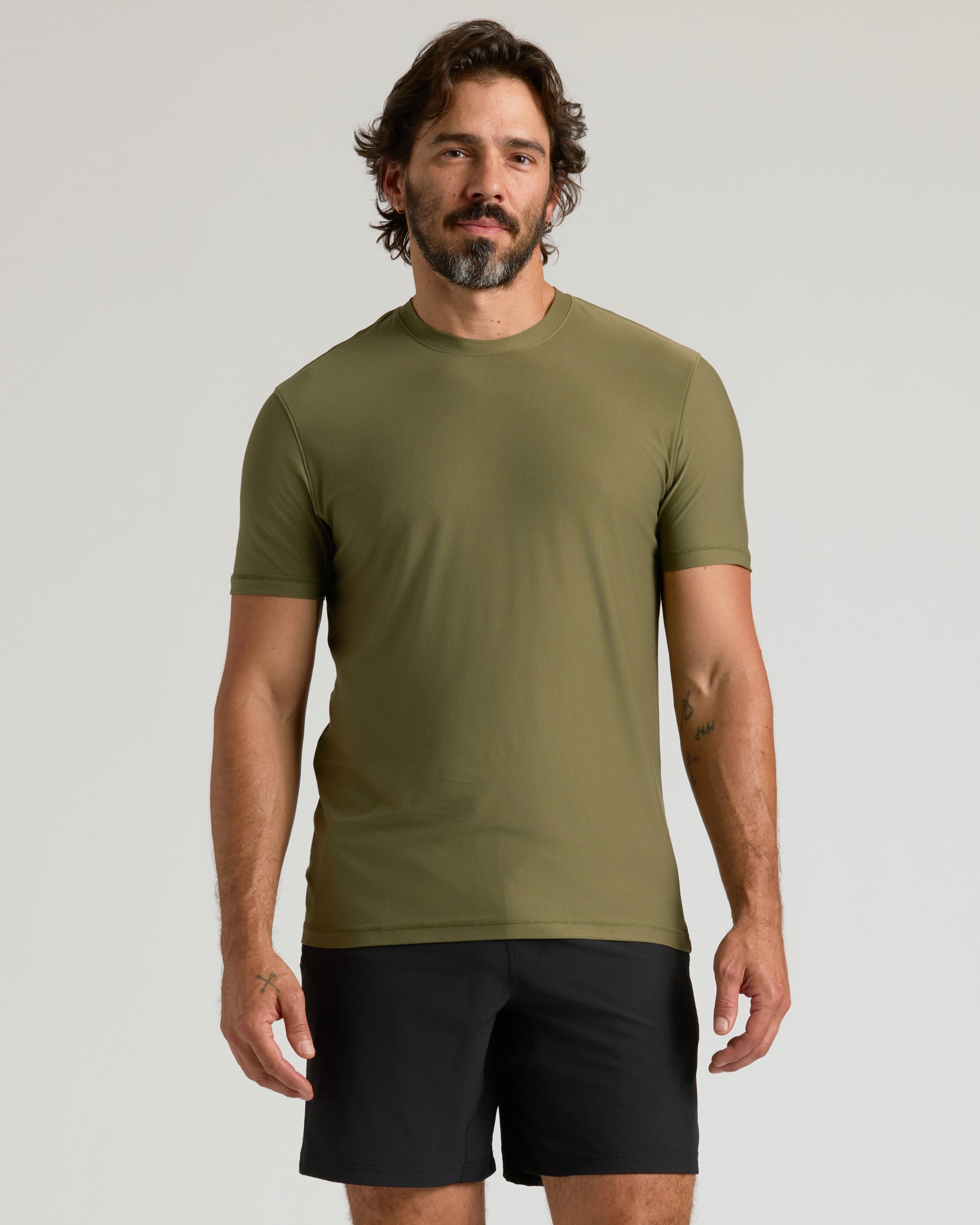 Charcoal Heather Gray Active Short Sleeve Crew Neck T-Shirt