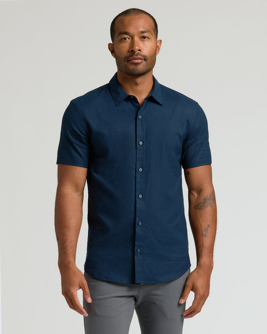 Box fit short sleeved linen shirt - Skyway main image 0