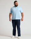Male model in Ether Premium Pima Polo, tailored fit.
