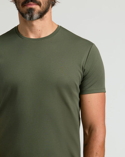 Pima Cotton Blend Crew ‑ Curved Hem