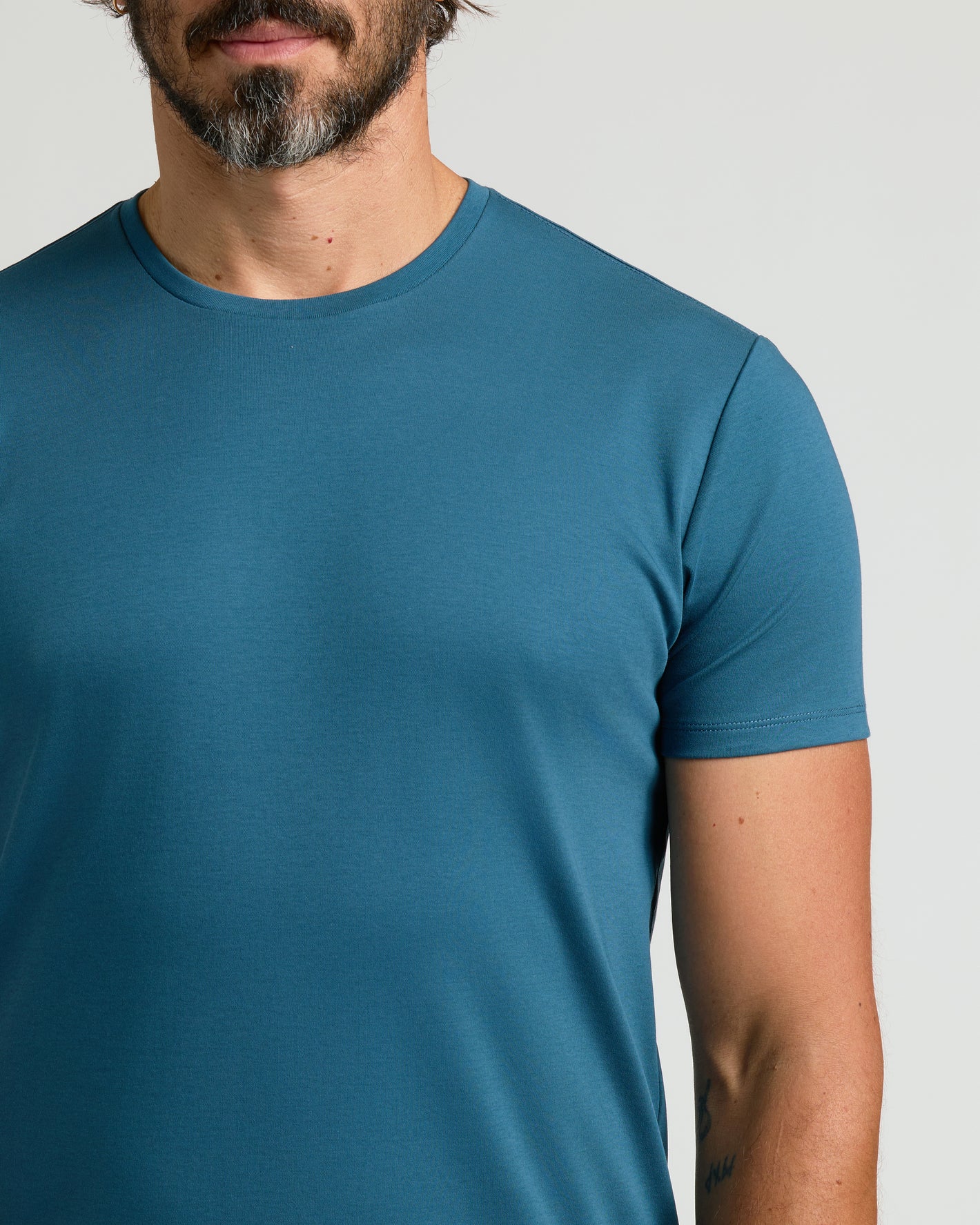 Lagoon Premium Pima Crew Curved Hem T-shirt on model.