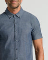 Medium Indigo Wash Short Sleeve Stretch Chambray Shirt