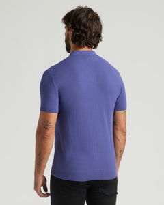 True ClassicMan wearing Seasonal Dressy Polo 3-Pack, purple short-sleeve sweater.