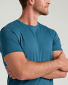 Man wearing Lagoon Premium Pima Crew Neck, arms folded.