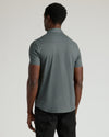 Back view of man in Charcoal Heather Gray Short Sleeve Comfort Knit Shirt.