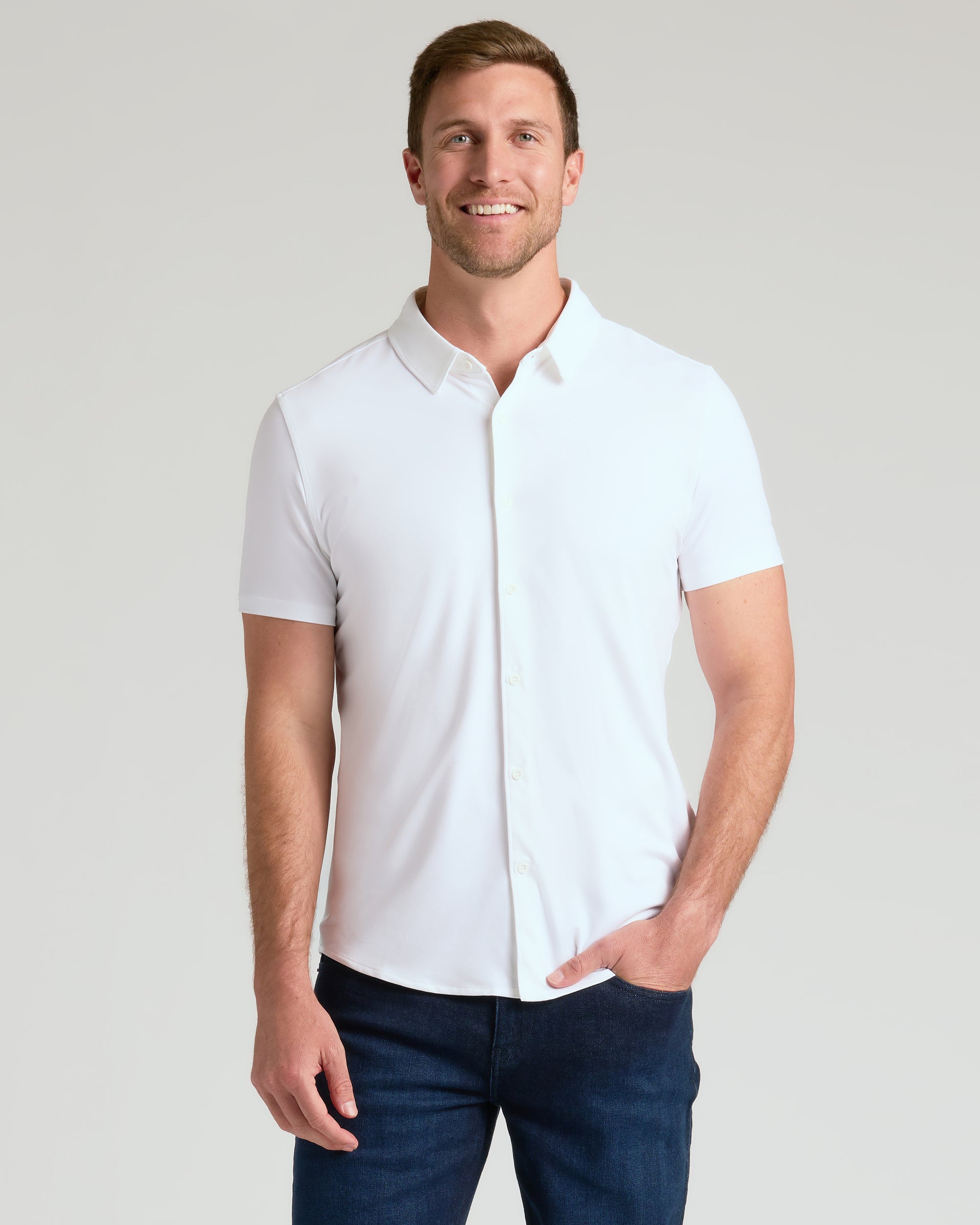 white mens dress shirt short sleeve U.S. Polo Assn. White Mens Short Sleeve Oxford 100% Cotton Shirt 2X-Large