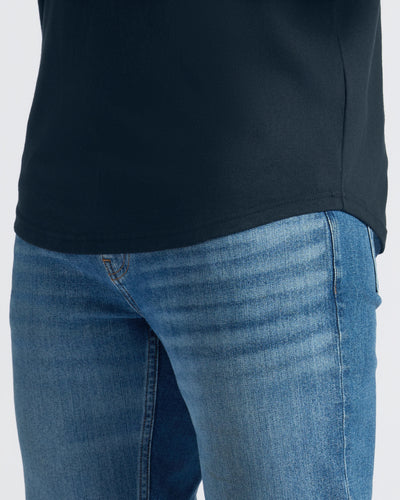 Classic Curved Hem Crew Neck - Navy