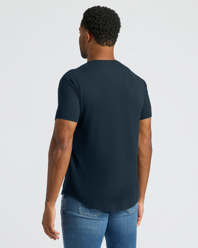 Classic Curved Hem Crew Neck - Navy
