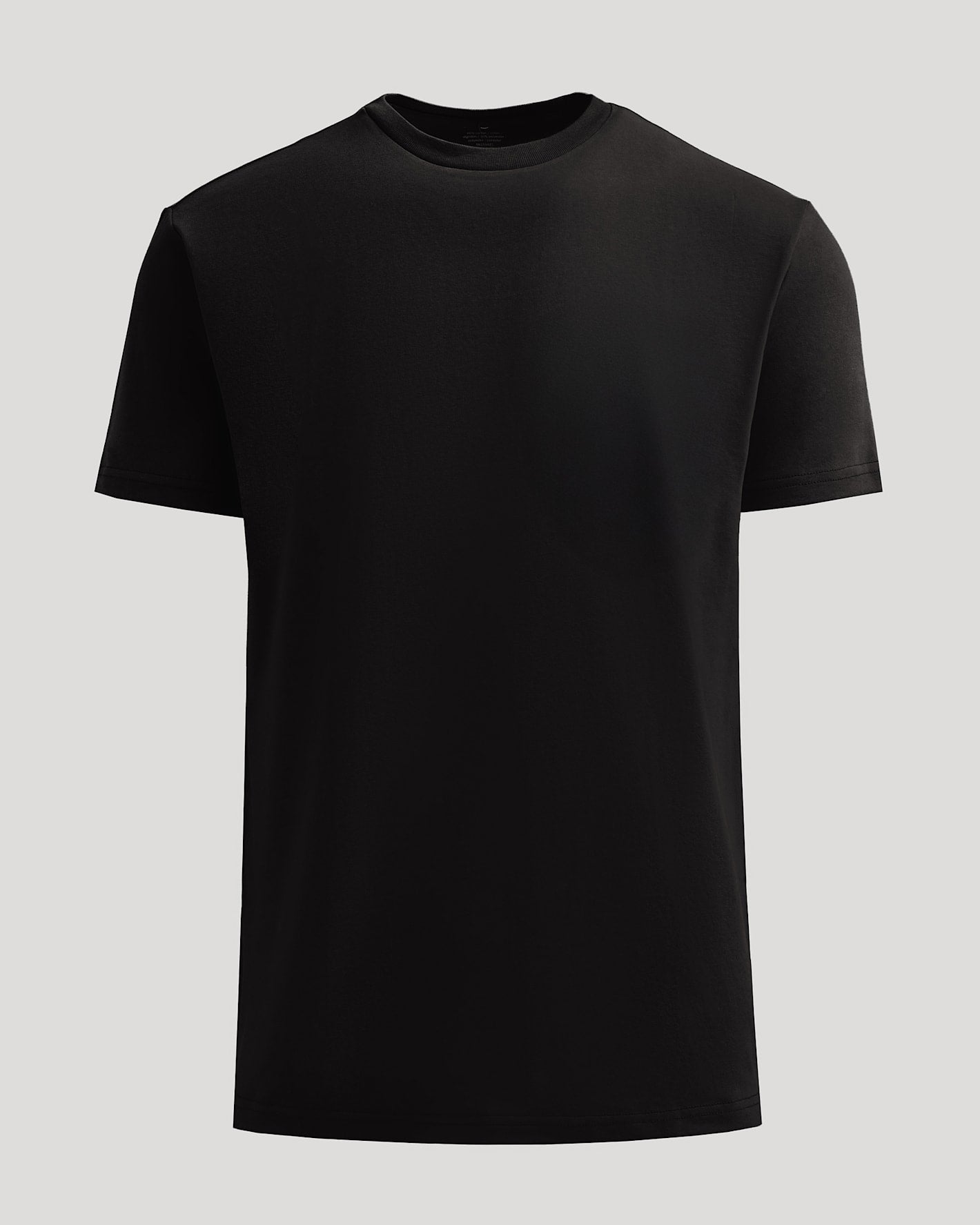 Black t-shirt on a light gray background