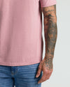 Light Heather Boysenberry Classic V-Neck worn by tattooed arm.