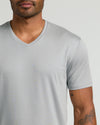 Steel White Pima V-Neck 2-Pack on man with bee tattoo.