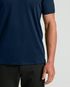 Navy Premium Pima V-Neck showcasing tailored fit and silky feel.