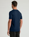 Man wearing Navy Premium Pima V-Neck, back view.