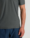 Charcoal Heather Gray Active V-Neck on male torso, showcasing athletic fit.