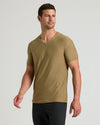 Overland Active V-Neck on model, showcasing breathable, stretch fit.