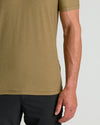 Overland Active V-Neck on model, showcasing fit and stretch.