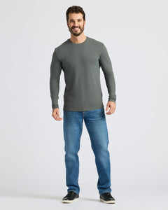 True ClassicMan in Seasonal Classic Long Sleeve Henley, relaxed pose.