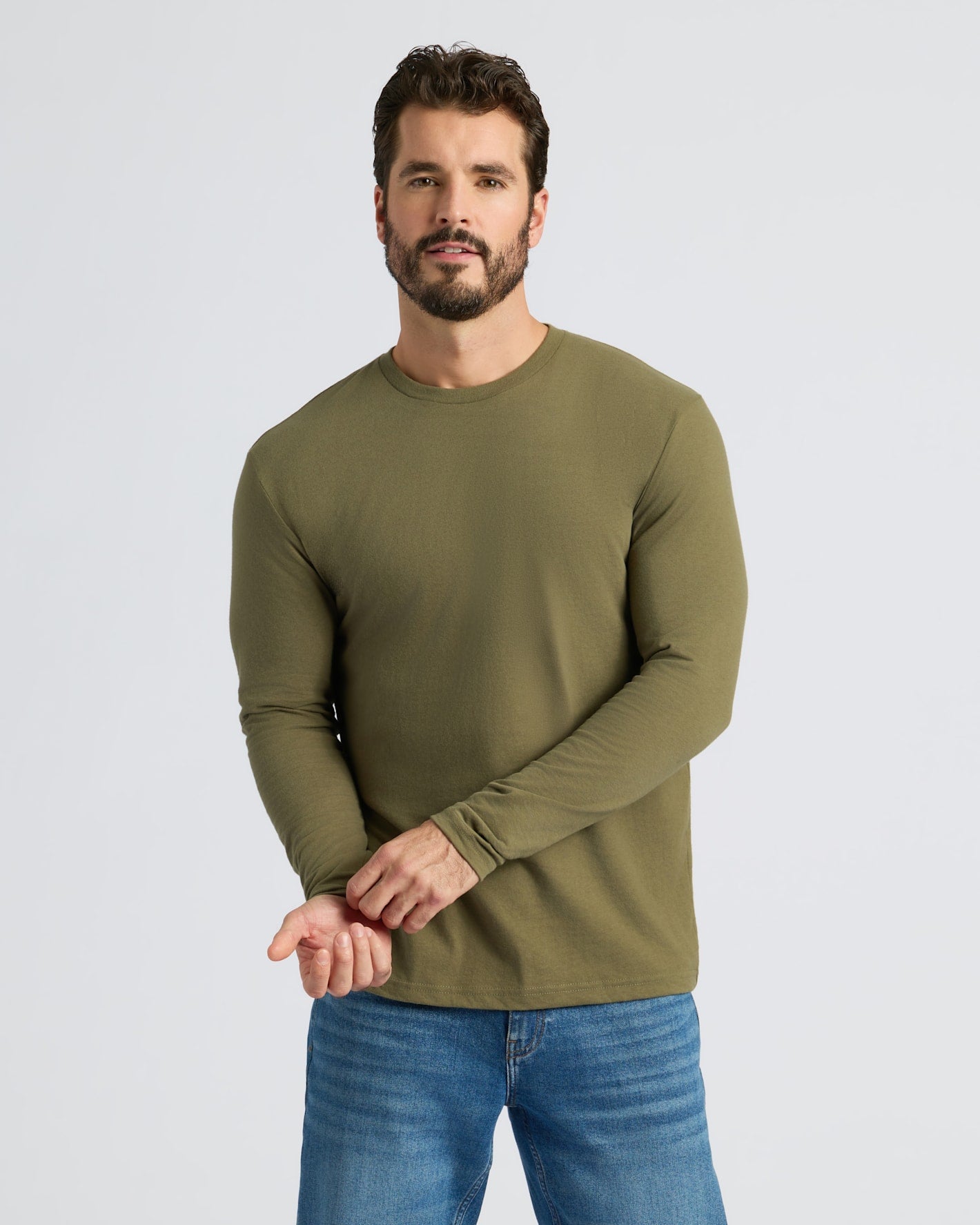 Military Green Classic Long Sleeve Crew Neck – True Classic