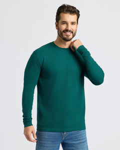 True ClassicMan wearing Deep Emerald Classic Long Sleeve Crew Neck with blue jeans.