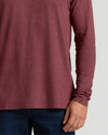 Dark Heather Clovewood Classic Long Sleeve Crew Neck with dark jeans.