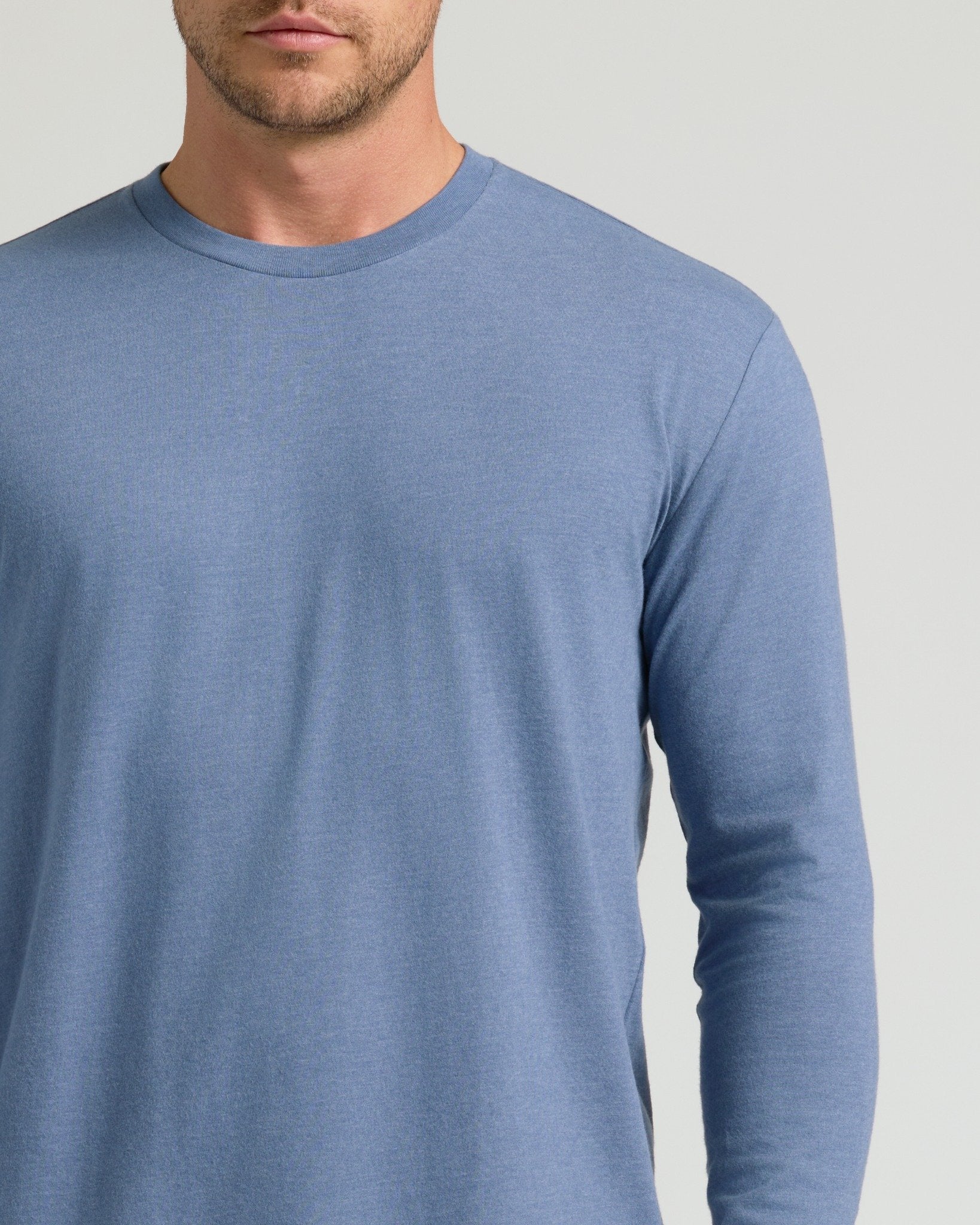 Dark Heather Vintage Navy Long Sleeve Crew Neck T-Shirt | Dark