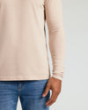 Heather Camel Classic Long Sleeve Crew Neck with blue jeans.