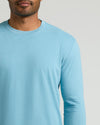 Heather Voyager Classic Long Sleeve Crew Neck on a man, jawline visible.