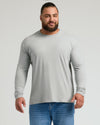 Man wearing Steel Classic Long Sleeve Crew Neck, light-gray, relaxed fit.