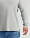 Steel Classic Long Sleeve Crew Neck on male torso, light gray.