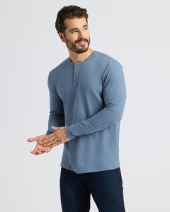 True ClassicLongsleeve Henley-Shirt in Blautönen (3er-Pack)