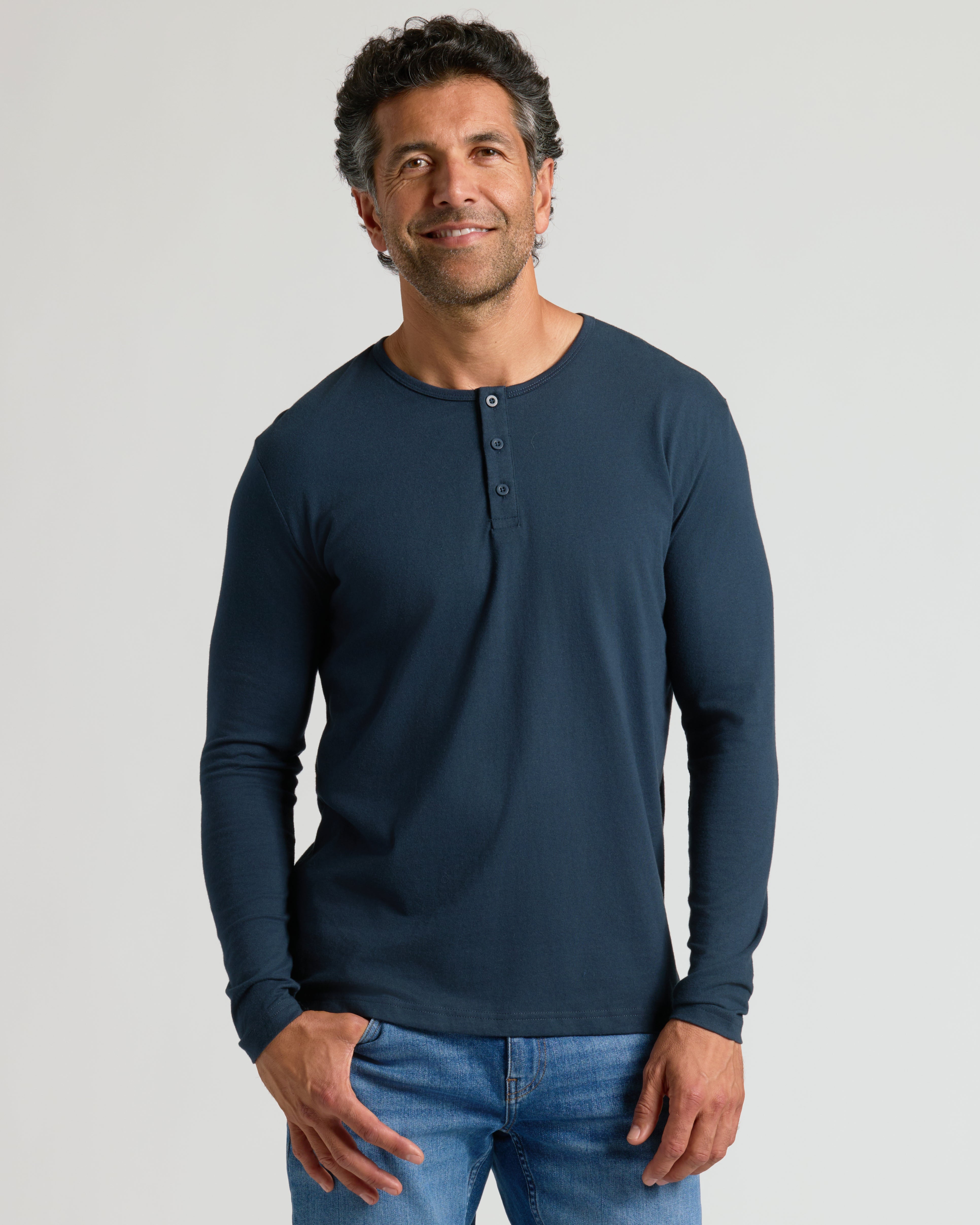 Navy Long Sleeve Henley | True Classic