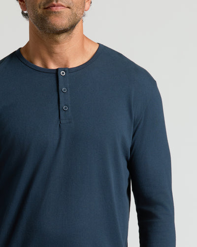 Classic Long Sleeve Henley - Navy