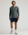 Charcoal Heather Gray Active Long Sleeve Crew T-Shirt