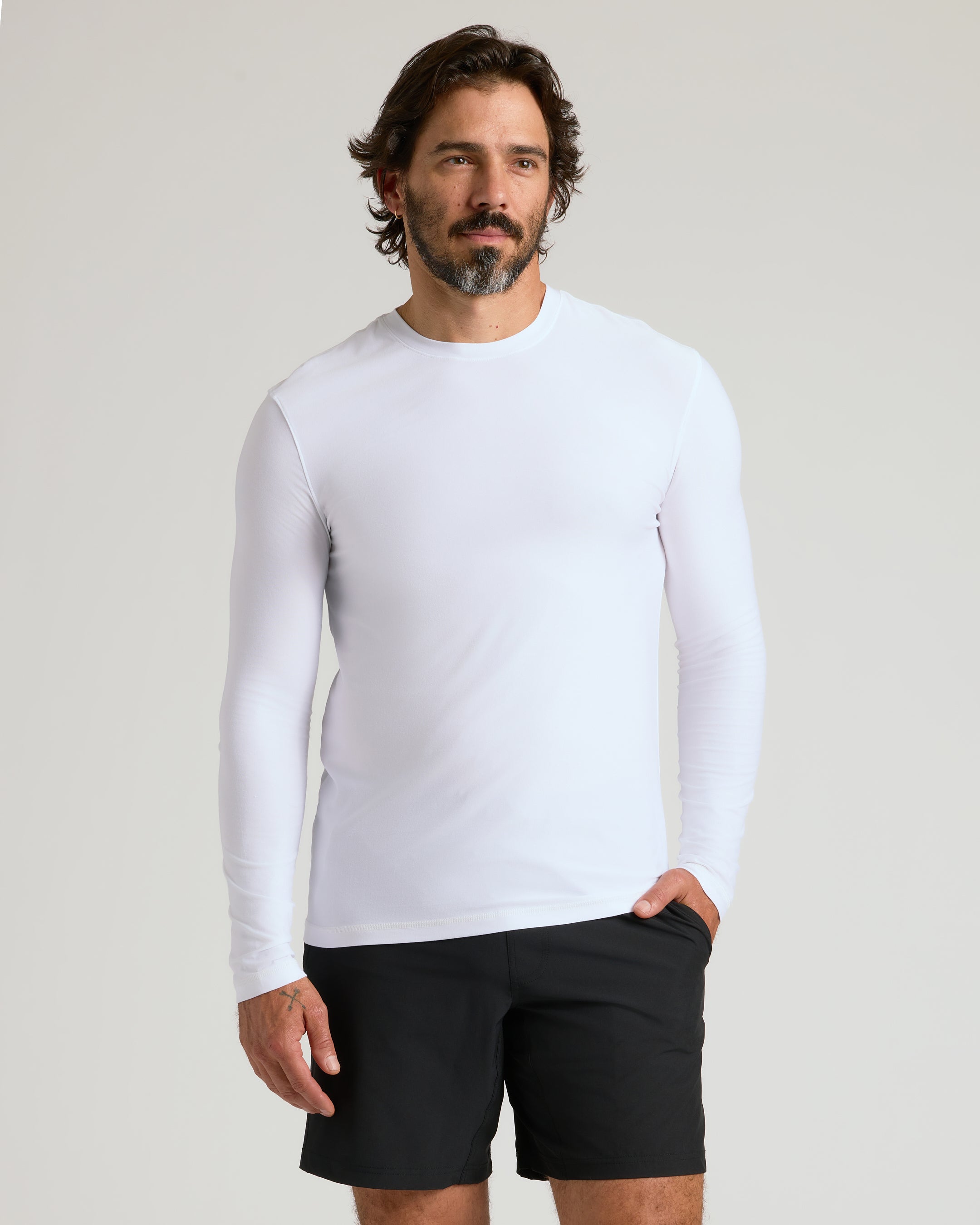 White Active Long Sleeve Crew T-Shirt