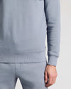 Dusty Blue Fleece French Terry Pullover Crew Neck with ribbed hem.
