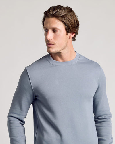 Dusty Blue Fleece French Terry Pullover Crew Neck