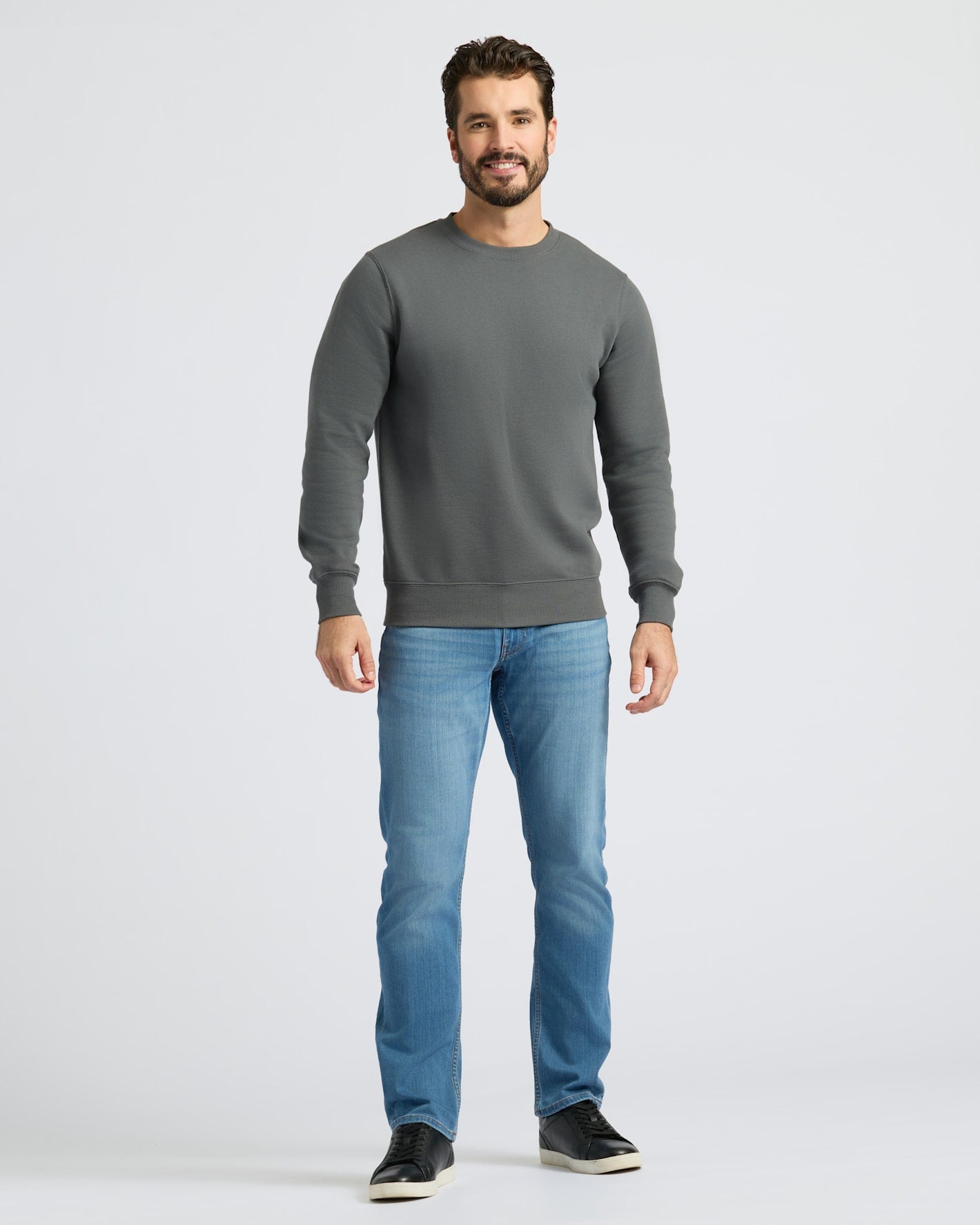 Camiseta cuello redondo tipo jersey de felpa francesa carbón