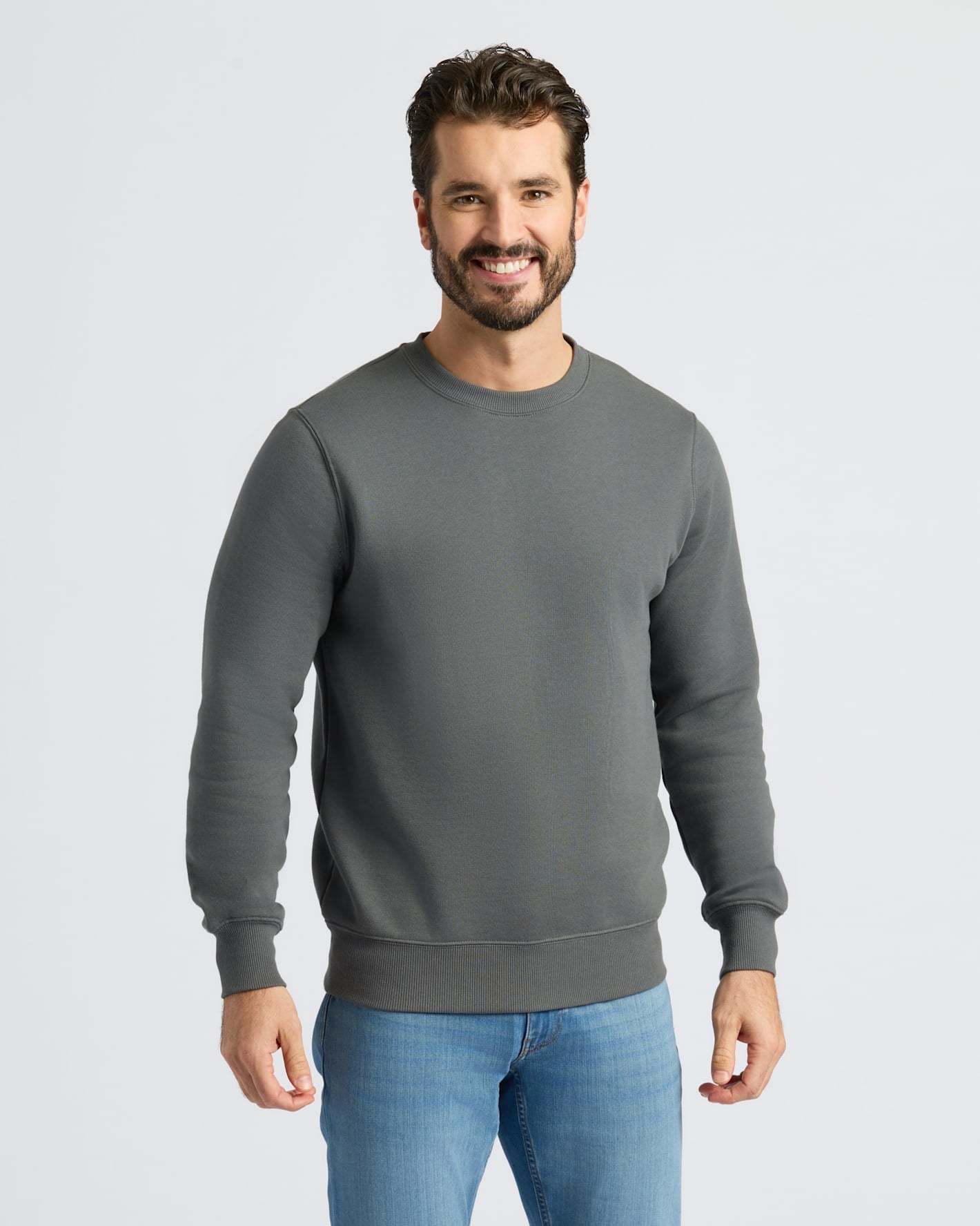 Camiseta cuello redondo tipo jersey de felpa francesa carbón