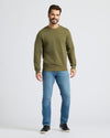 Military Green Fleece French Terry Pullover Crew Neck