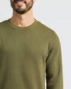 Military Green Fleece French Terry Pullover Crew Neck