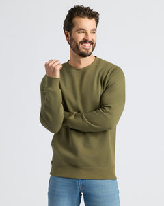 True ClassicMilitary Green Fleece French Terry Pullover Crew Neck