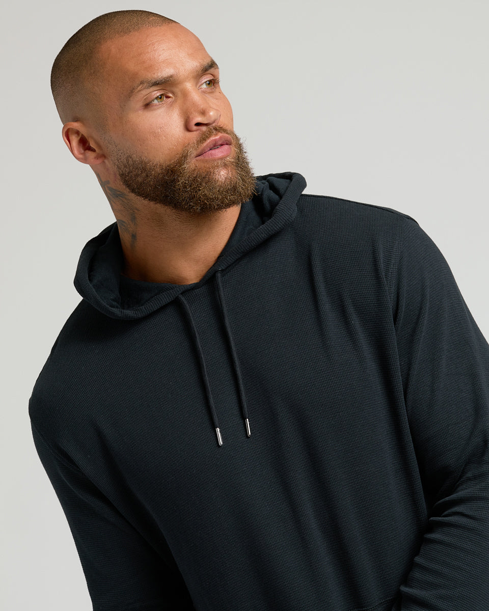 Black Waffle Hoodie | Black Waffle Hoodie | True Classic